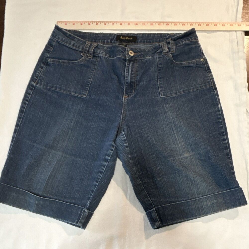 Ashley Stewart Regular Fit MidRise Bermuda Shorts 16 BlueDenim Stretch 12". 0209